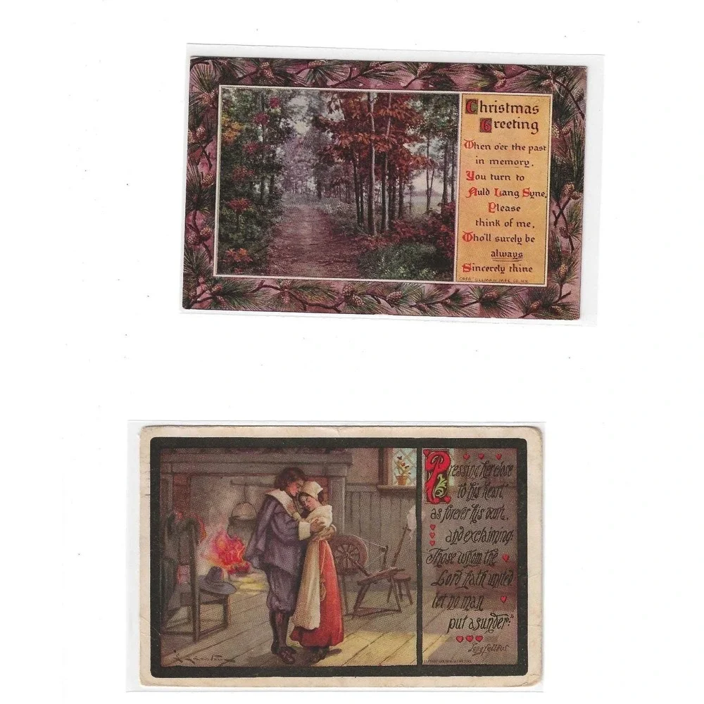 Set of 14 Antique Postcards Christmas Santa Turkey Gold Birds‎ Bells Snow Easter